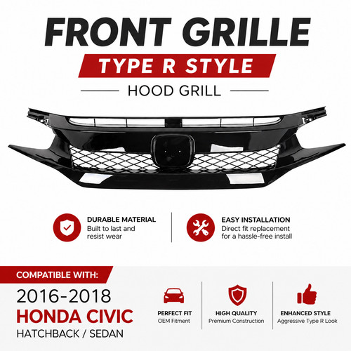 Front grille type style hood - front,